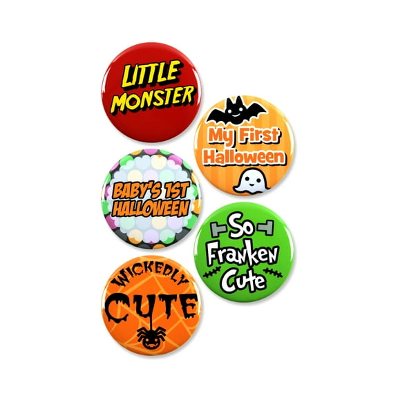 5 Pack - Baby's First Halloween Pinback Buttons - 2.25 Inch