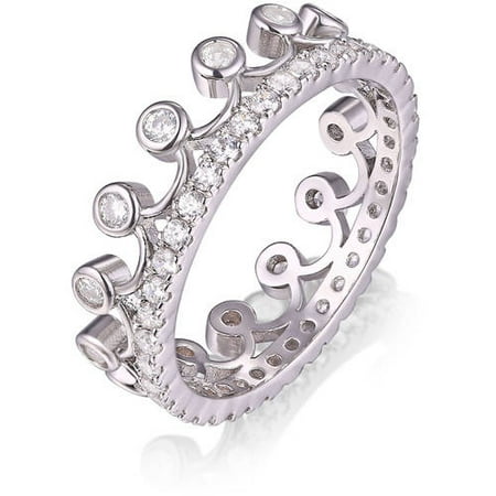 - Swarovski Crystal 18kt White Gold-Tone Princess Crown Ring