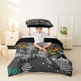 thumbnail image 2 of Castle Fairy Dinosaur Monster Truck Twin Bedding for Toddlers, Racing Flag Print Duvet Cover Set for Playroom, Gray Green,Black Reversible,2pcs,No Comforter, 2 of 6