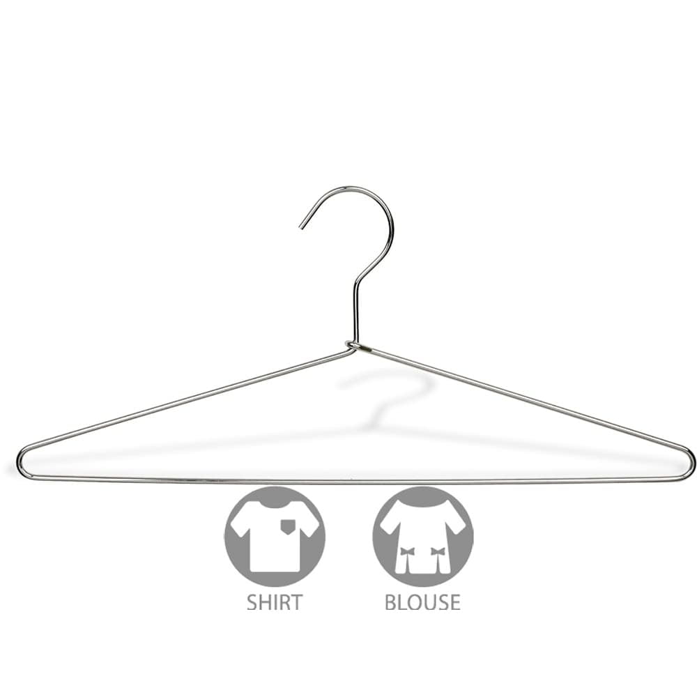 Slim Metal Suit Hanger, Box of 50 Thin and Strong Chrome Top Hangers for Shirts and Pants