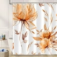 thumbnail image 5 of Orange Grey Watercolor Floral Shower Curtain, Flower Leaves  Aesthetic Art Bathroom Decor, Waterproof Fabric with 12 Hooks,72x72 in, 5 of 7