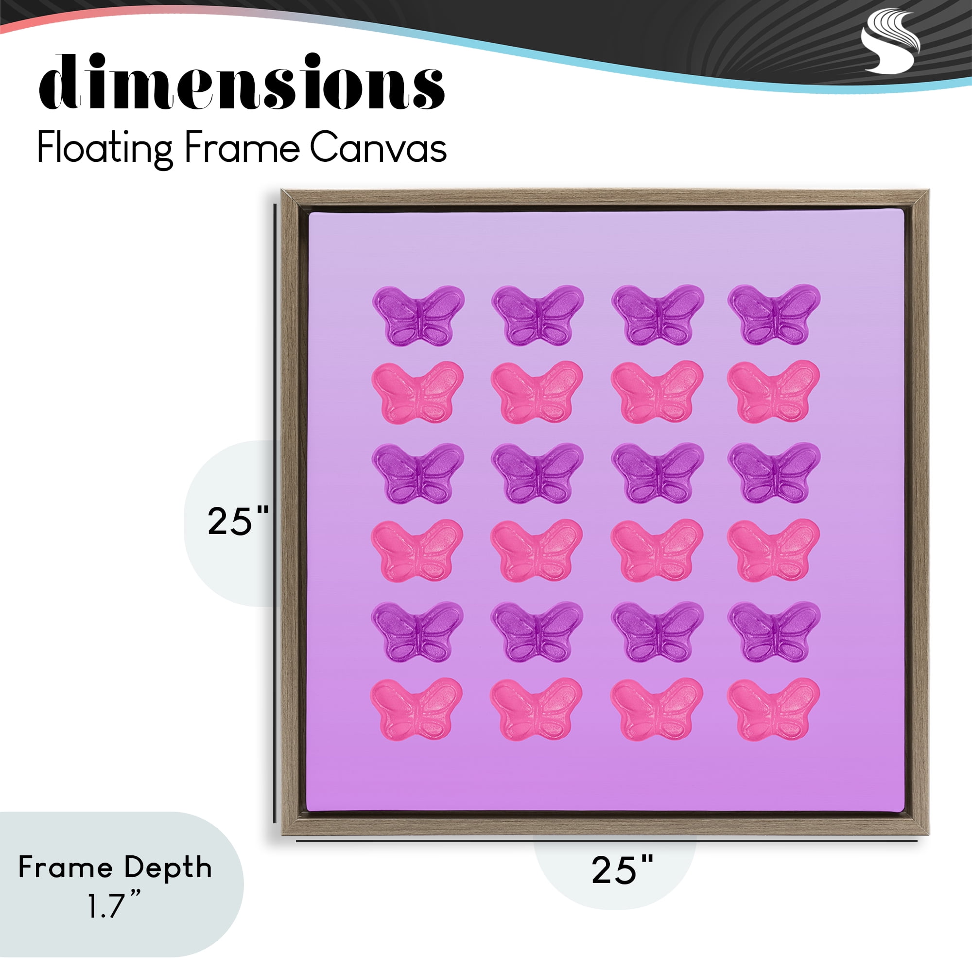 Stupell Industries Purple & Pink Butterfly Candies Brown Framed Floater Canvas Wall Art, design by LISH Creative
