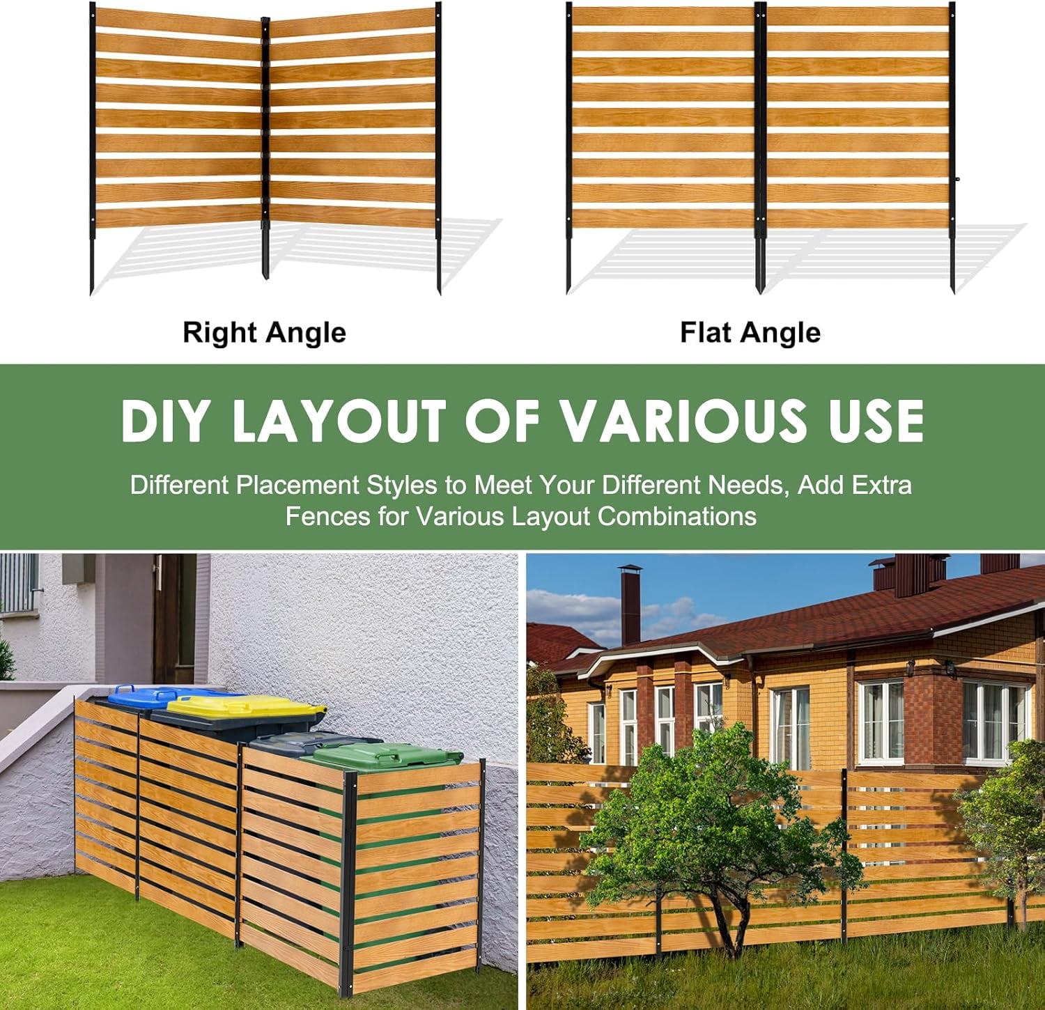 Outdoor Privacy Screen Privacy Fence Panels for Outside, 1 Panels 38"W X 60"H Wood Decorative Fence,Pool Equipment Enclosure, Patio Garden Fence Perfect to Enclose Trash Cans and Air Conditioner