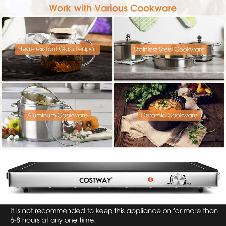 Costway 1 PC Electric Food Warmer Stainless Steel Warming Tray Adjustable  Temperature Control