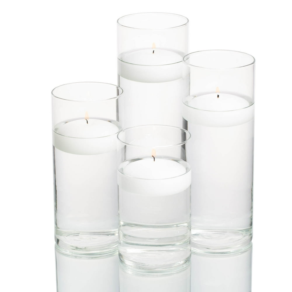 Richland Floating Candles & Eastland Cylinder Holders White Set of 4