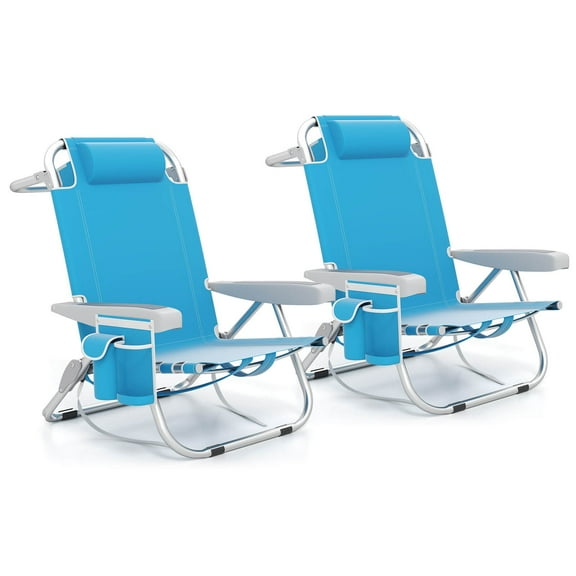 FGYRYK 2PCS Folding Beach Chair Adult Lightweight Aluminum Camping Chair with Storage