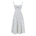 thumbnail image 6 of Franhais Women Summer Floral Dress,Flower Print Self Tie Low-Cut Sleeveless One-Piece with Slit Hem, 6 of 8