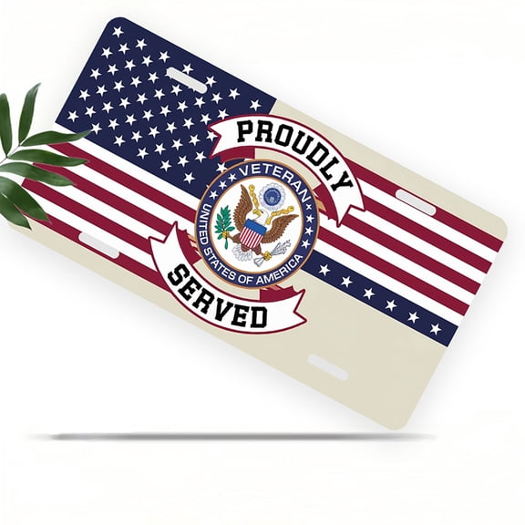 Veteran Tribute with US Flag Front License Plate, Metal License Plate, Funny Standard Plates Personalized Novelty Decorative For Men/Women/Boys/Girls Car 612 Inch