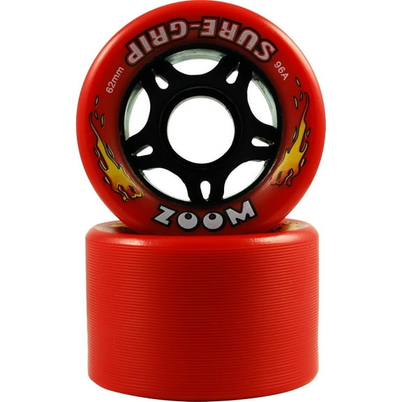 Sure-Grip Zoom Speed Roller Skate Wheels - neon/red