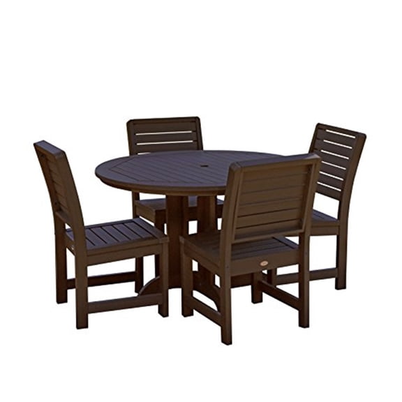 Highwood's 48" Round 5-pc Weatherly Dining Set - Dining Height, Outdoor, Eco-friendly, Synthetic Wood