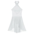 thumbnail image 6 of Alvivi Women's Lyrical Ballet Dancewear Leotard Sleeveless Halter Neck Flowy Skirt Dress White M, 6 of 7
