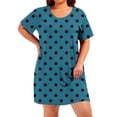thumbnail image 4 of Spring Summer Dress for Women Ndbuld Women's Summer Oversized Loose Round Neck Short Sleeved Tie Printed Dress Blue XXXXXL, 4 of 7
