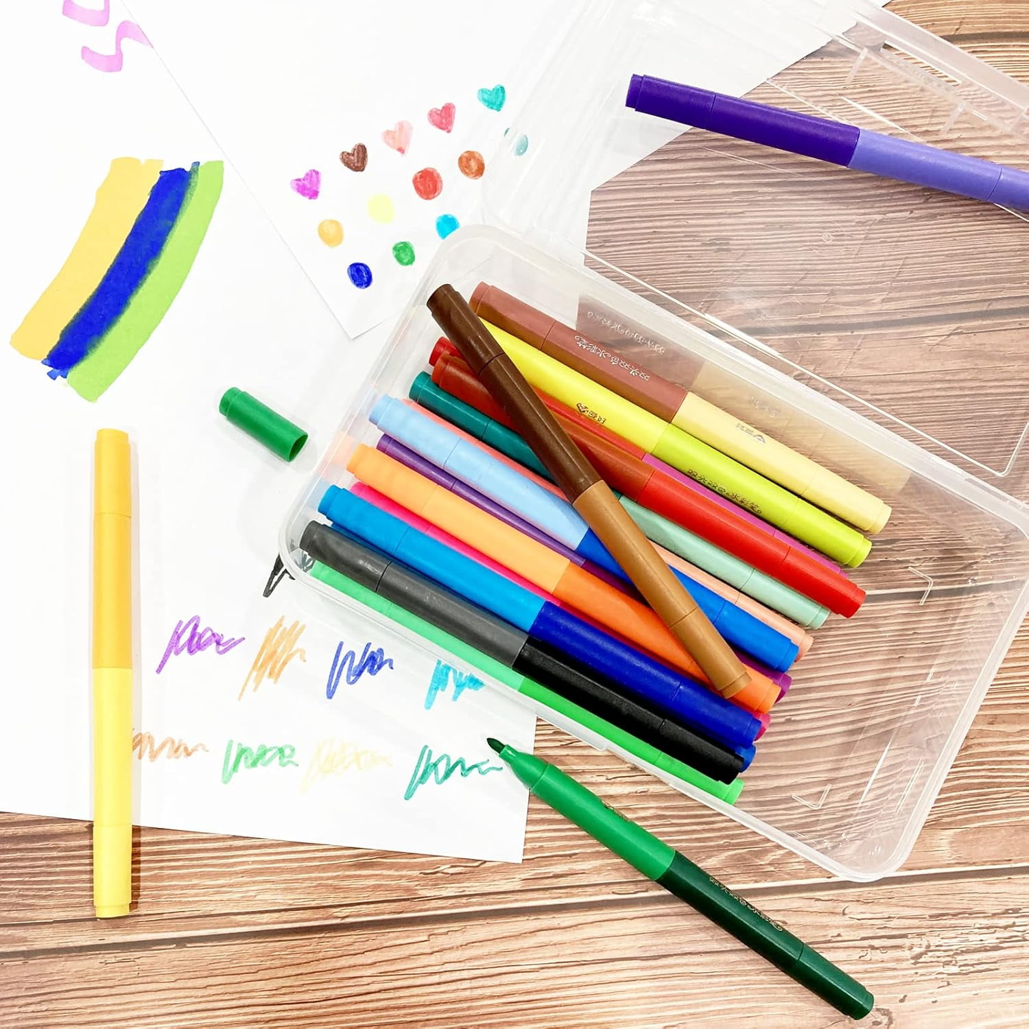 Uiz Merueh Large Capacity Clear Pencil Case, Plastic Pencil Boxes Stackable Design, Supply Boxes for K+ids B+oys S+chool Classroom,1 Pack