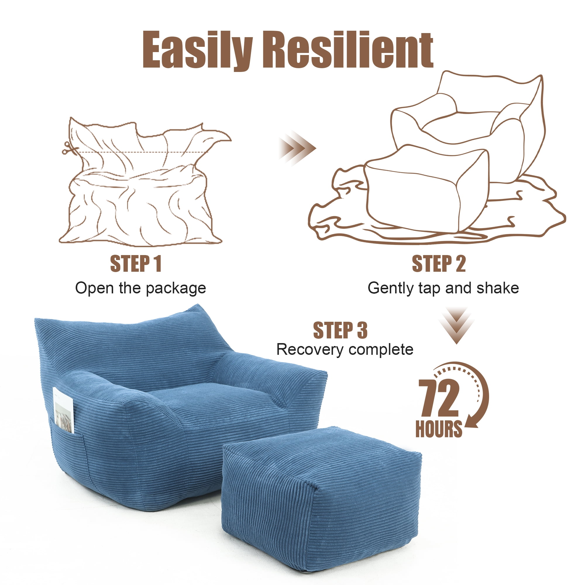 FFZ Oversized Bean Bag Chair For Adults Comfy Lazy Sofa Living Room Bedroom