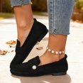 thumbnail image 6 of Miluxas Womens Suede Loafers Slip On Ballet Flats Pearl Decor Comfortable Lightweight Walking Shoes Low Top Square Toe Shoes Black 5.5(36), 6 of 9
