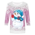 thumbnail image 4 of Homenesgenics Christmas Plus Size Tops 3X Womens Tops Fashion T-Shirt 3/4 Sleeves Blouse Round Neck Casual Tops, 4 of 4