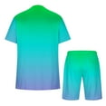 thumbnail image 4 of Miqool Men's Big & Tall Gradient Color Short Sets 2 Piece Outfits Short Sleeve T Shirt & Shorts Casual Summer Tracksuits with Pockets, 4 of 5