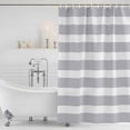 thumbnail image 2 of Polyester Fabric Grey Stripe Shower Curtain, Modern Simple Geometric White Striped Waterproof Bathtub Curtain Bathroom Decor Set with Hooks 72 x 78 Inches, 2 of 6
