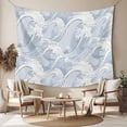 thumbnail image 2 of Blue Ocean Waves Large Tapestry for Bedroom Wall Hanging Tapestry, Moire Seaside Abstract Art Ceiling Backdrop Tapestries Poster Blanket Wall Decor for Teens Room Living Room Dorm 100" x 59", 2 of 8