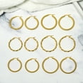 thumbnail image 3 of JeenMata Juego de 6 Pendientes de Aro con Textura en Paquete Múltiple Bañados en Oro Amarillo, 3 of 5