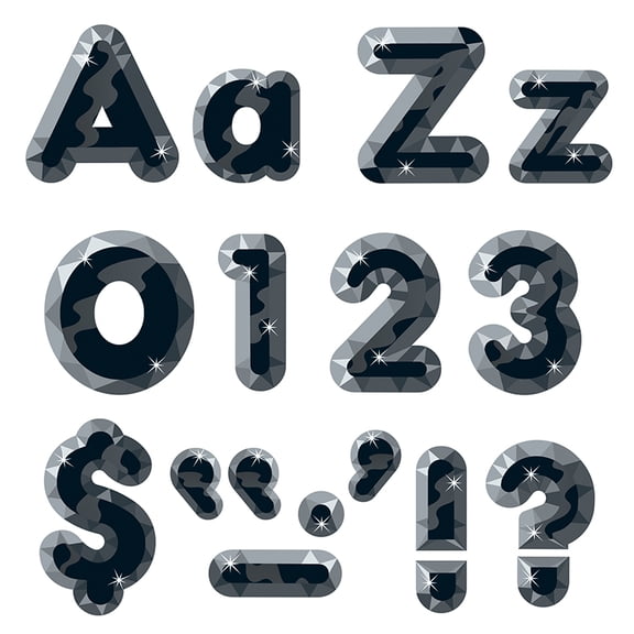 TREND ENTERPRISES Black Gems Ready Letters 4In Upper 79940