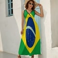 thumbnail image 5 of Brazilian Flag Womens Night Club Maxi Dress V Neck Sleeveless Bohemia Long Dresses, 5 of 9