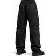 thumbnail image 5 of Men’s Cargo Jogger Pants Loose Fit Elastic Waist Drawstring Street Wear Black 3XL, 5 of 7