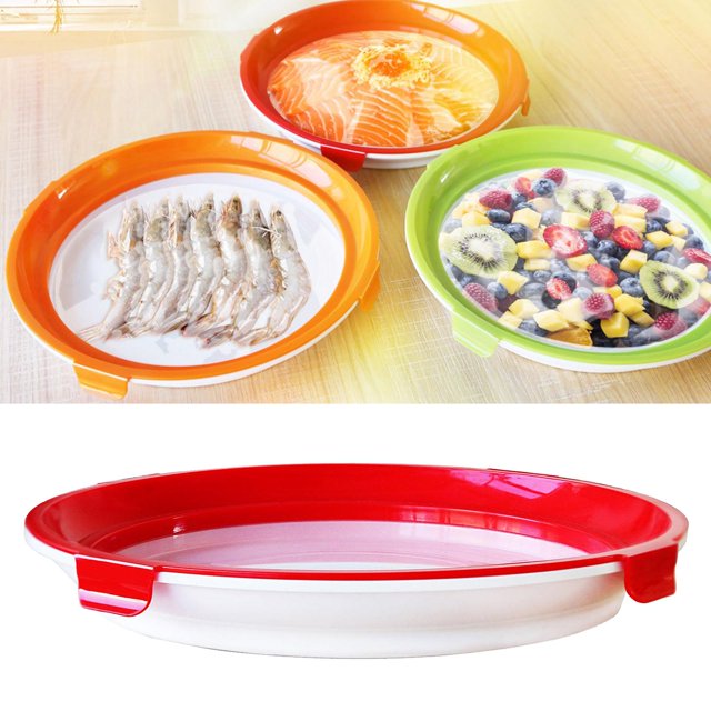 Bandeja de conservación de alimentos reutilizable portátil de almacenamiento vegetal mantener fresco para viajes en hogar senderismo al Redondo rojo BLESIY Bandeja de conservación de almacenamiento en el hogar