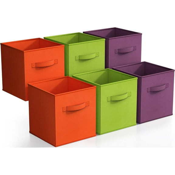 Sorbus Cube Storage Bins - Drawer and Closet Bins, Purple, Green, Orange (6 Pack)
