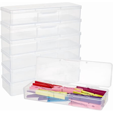 6Pcs Plastic Storage Box Rectangle Container with Air Vent
