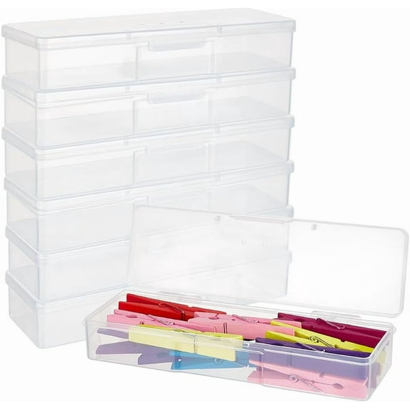 6Pcs Plastic Storage Box Rectangle Container with Air Vent
