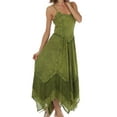 thumbnail image 2 of Sakkas Rayon Embroidered Stonewashed Adjustable Spaghetti Straps Long Dress - Green - One Size, 2 of 6