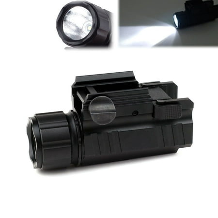 Tactical Mini LED Flashlights - 200 Lumen Survival Camping Light, Strobe Light with Picatinny Rail Quick Release