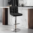 thumbnail image 2 of Taburete de Bar Ajustable de Cuero PU Giratorio Negro Yaheetech, 2 of 9