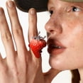 thumbnail image 3 of Sweet Strawberry Shaped Rings Portable Resin Adjustable Sizing Unisex, 3 of 7
