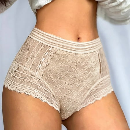 Pxiakgy intimates for women New Hot Panties For Women Crochet Lace Laceup Panty Hollow Out Underwear Beige + M