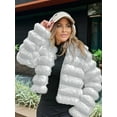 thumbnail image 3 of Women'S Faux Fur Jacket Short Puffy Long Sleeve Coat Winter Warm Furry Coat Grey M, 3 of 6