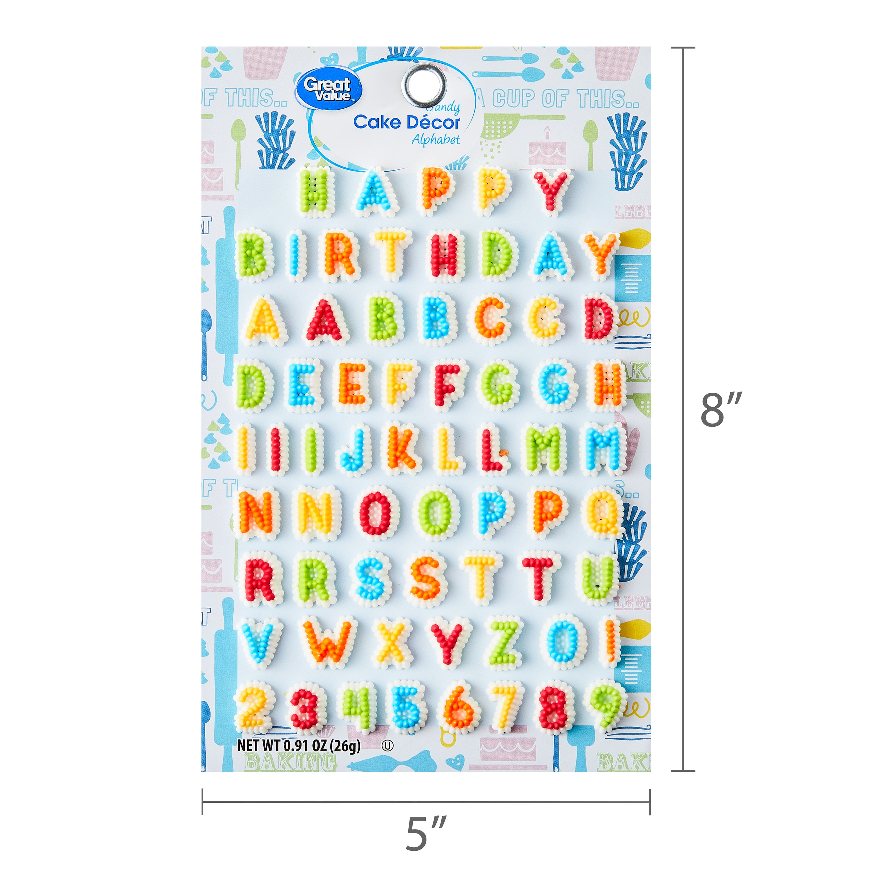 (3 pack) Great Value Candy Alphabet Cake Decor, Multicolor, 0.91 oz