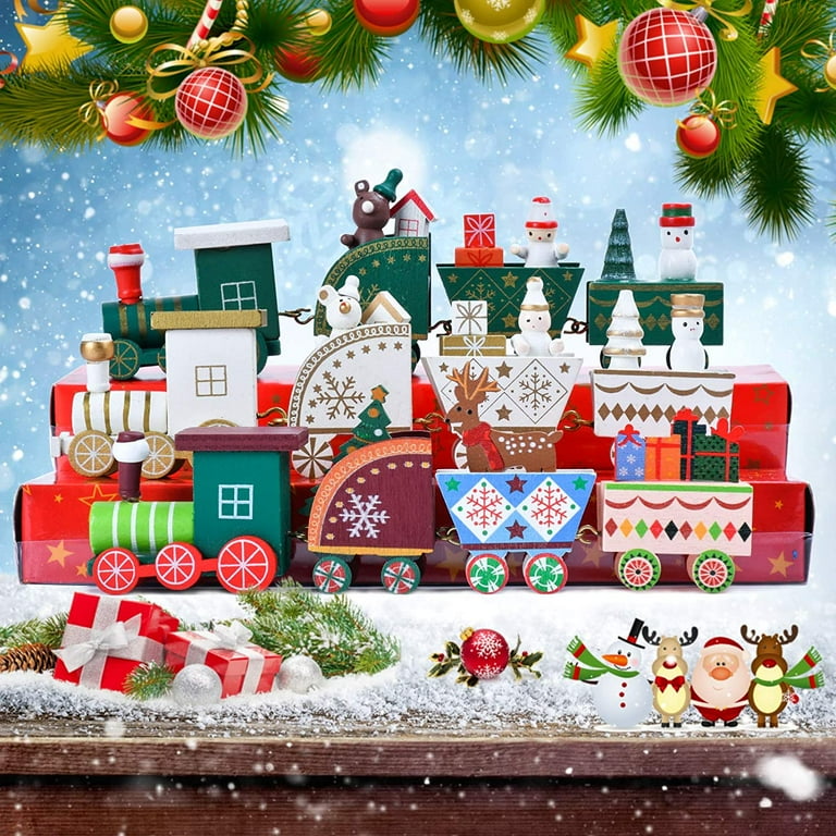 Decorative Wood Train クリスマス デコレーション Amazon.com: Yulejo Christmas Train Painted Wooden Christmas