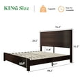 thumbnail image 3 of Papajet King Size Wood Bed Frame with 51.2" Rustic Headboard & Wood Slats, Dark Brown, 3 of 10