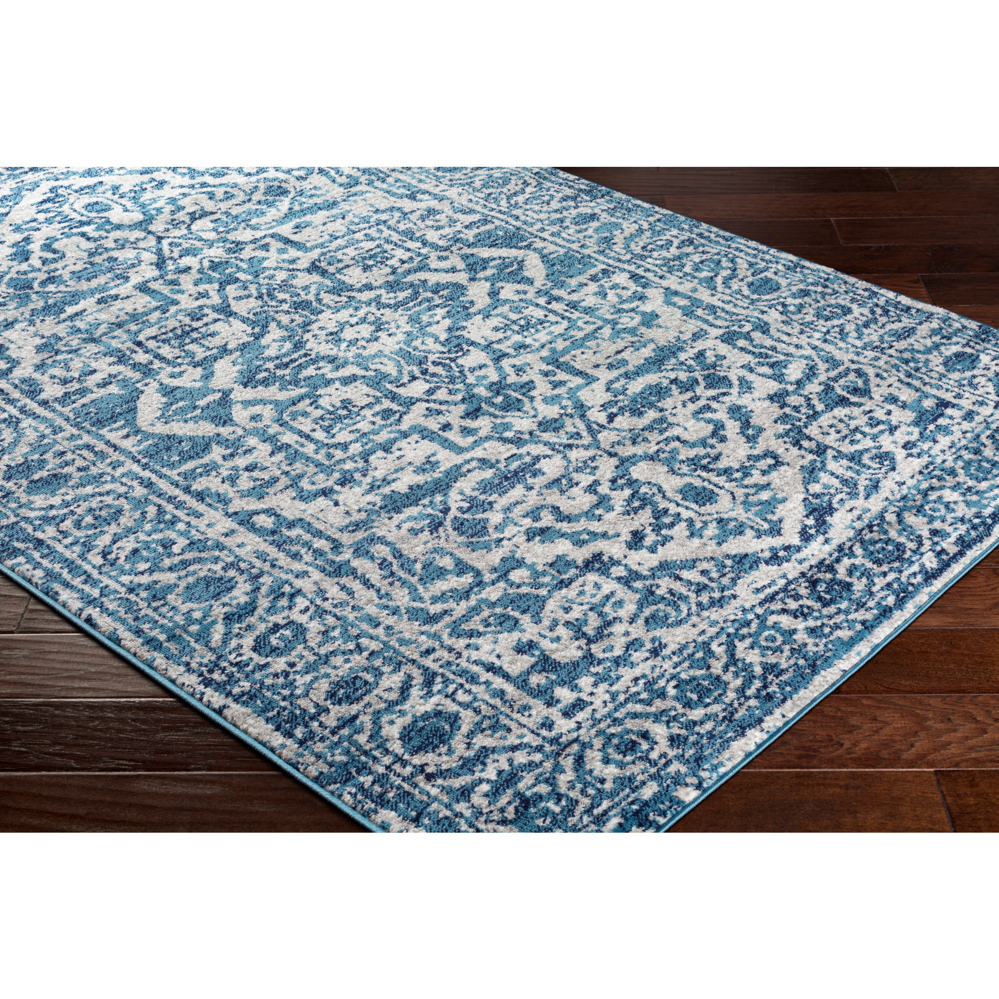 Livabliss Area Rugs for Living Room, 7x9 Monte Carlo Traditional Blue Rug, Bedroom Dining Room Home Decor Stain Resistant Carpet (6'11" x 9')