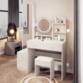 thumbnail image 6 of Veryke Makeup Vanity Set with Round LED Mirror, Full Body Mirror Cabinet&Cushioned Stool, Wooden Vanity Desk Table for Girls Women, White, 6 of 7