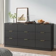 thumbnail image 5 of YouTrend Black 9 Drawer Dresser for Bedroom,Modern Adult Fluted Wood Chest of Drawer with Golden Embedded Handles for Living Room,Hallway, 5 of 12