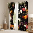 thumbnail image 3 of Feelyou Kawaii Black Kitten Black Out Curtains, Rustic Groovy Flower Curtains Pack of 2 (42x63 Each), Cute Cartoon Animal Bedroom Curtains, Blackout Curtains Room Decor, 3 of 6
