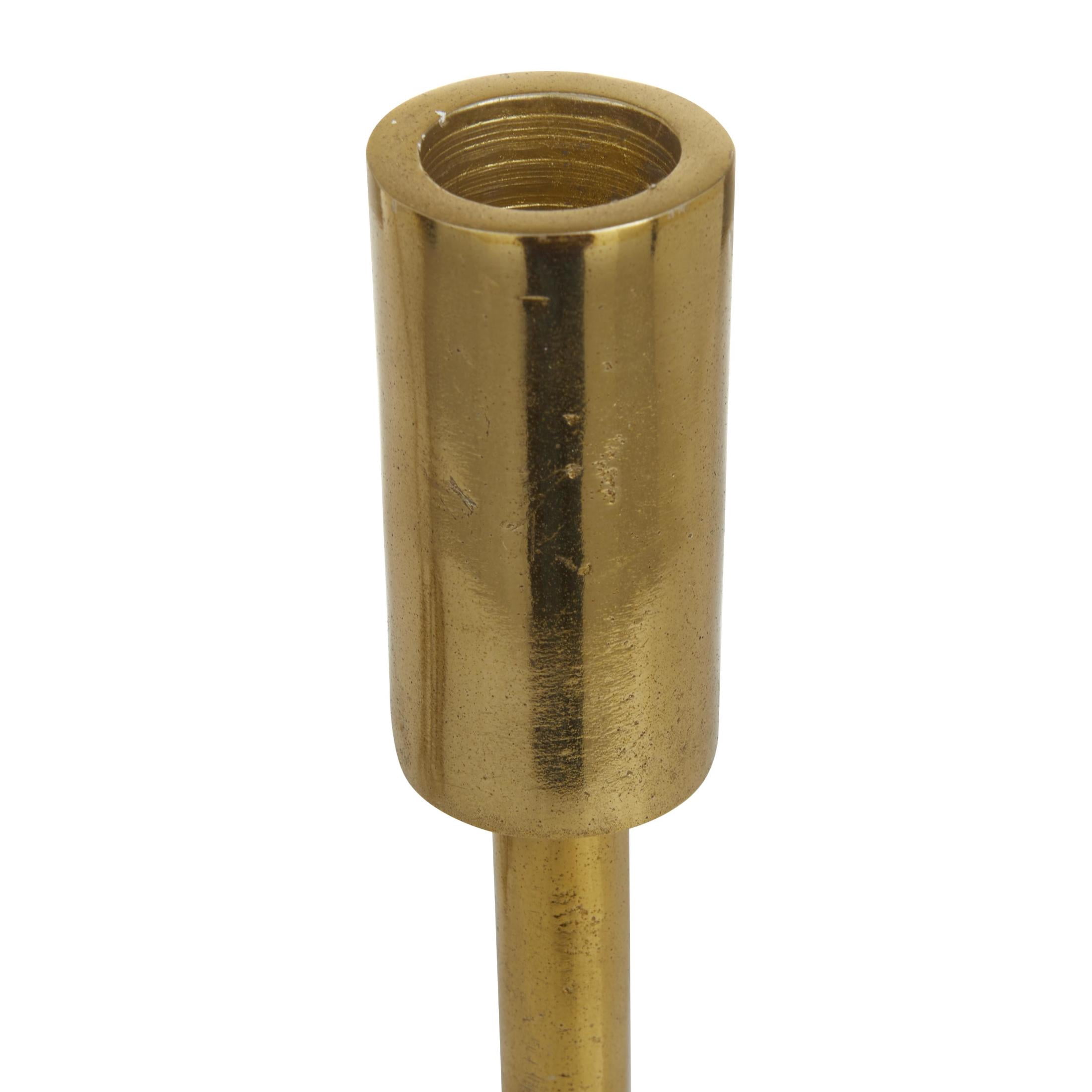 DecMode 3 Candle Gold Aluminum Metal Tapered Candle Holder with Ring Bases, Set of 3