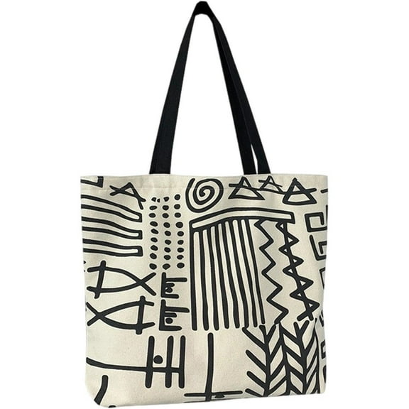 Jiibva Aesthetic Tote Bag Graffiti Design Canvas Handbags with Zipper for Women Travel Shoulder Bags with Compartments