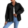 thumbnail image 3 of Jinhomg Womens Corduroy Shackets Button Down Fall Fashion Jacket Solid Laple Collar Cardigan Coats Casual Lightweight Spring Blouses Tops, 3 of 7