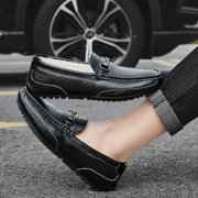 Winter Men's Casual Loafers Slip On Outdoor Fuzzy Furry Loafers Leather Warm Comfortable Shoes Male Driving Shoes Moccasins Classic Penny Loafer Flats Boat Shoes