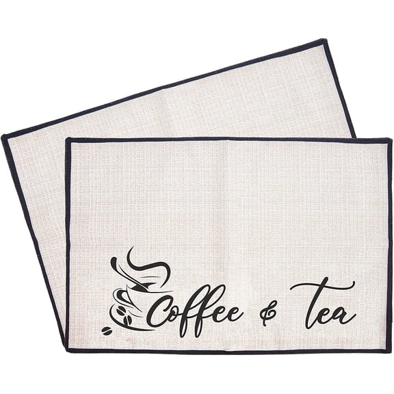 2 Pieces Place Mats Coffee & Tea Coffee PlaceMats Absorbent Dinning Table Mats for Coffee Machine Coffee Bar Placemat Coffee Station Accessories (20"x14")
