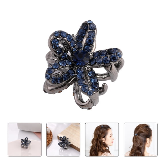 BESTYASH 1Pc Fashion Hair Claw Clips Blue Flower Shape Non-slip Grip for Women in Party